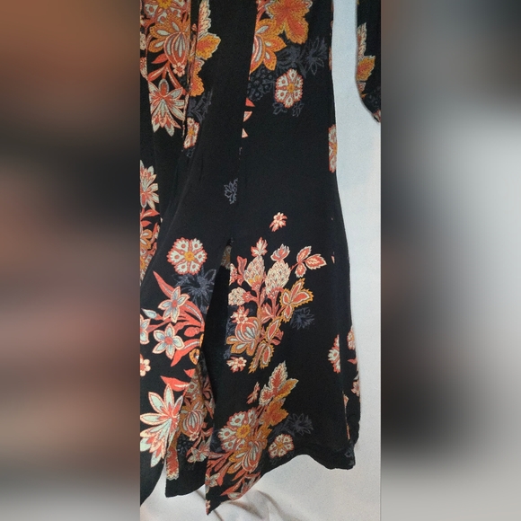 Free People Miranda Floral Printed Black Whimsigoth Boho Midi Dress Women's 12 - Picture 7 of 9